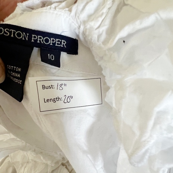 Boston Proper White Textured Frilly Zip up Blouse - Picture 7 of 9